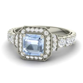 Alpa Engagement Ring with Princess cut Aquamarine, SI Diamond | 1.7 ...