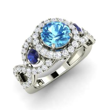 Amity Ring with Round Blue Topaz, Sapphire, VS Diamond | 2.15 carats ...