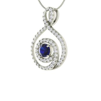 Barnett Necklace with Round Sapphire, SI Diamond | 0.62 carats Round ...