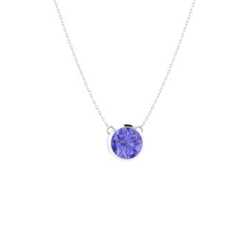 Chicas Necklace With Round Tanzanite 0 6 Carats Unique Pendant In 14k White Gold Diamondere - Tanzanite Pendant White Gold