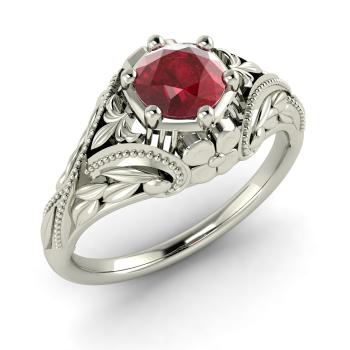 Diane Engagement Ring with Round Ruby | 1.01 carats Round Ruby Vintage ...