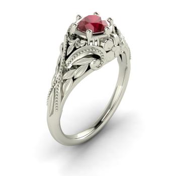 Diane Engagement Ring with Round Ruby | 1.01 carats Round Ruby Vintage ...