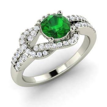 Viviana Engagement Ring with Round Emerald, SI Diamond | 0.6 carats ...