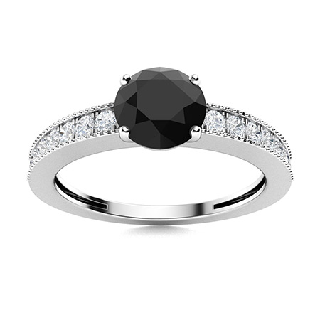 Adesina Ring with Round Black Diamond, SI Diamond | 1.2 carats Round ...