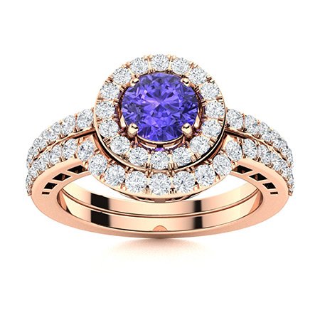 Tanzanite Rings in Rose Gold and Bridal Ring Set Design | Diamondere