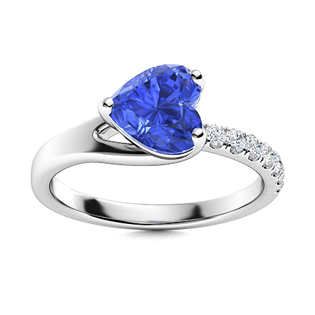 Ainter Ring with Heart Ceylon Sapphire, SI Diamond | 1.6 carats Heart ...