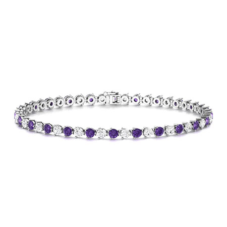 Aislinn Bracelet with Round Amethyst, SI Diamond | 4.64 carats Round ...