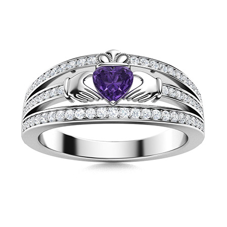 Silber Amethyst Halo Verlobungsring Februar Geburtsstein Ring Amethyst