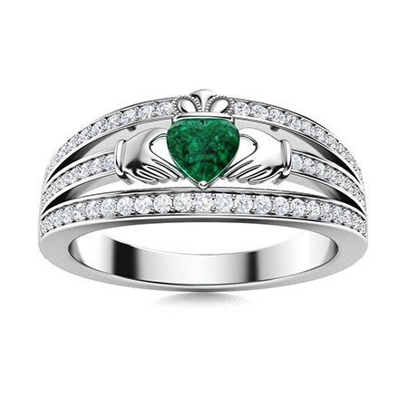 Jewellery Rings Wedding & Engagement Claddagh Rings Claddagh Ring eith emerald 