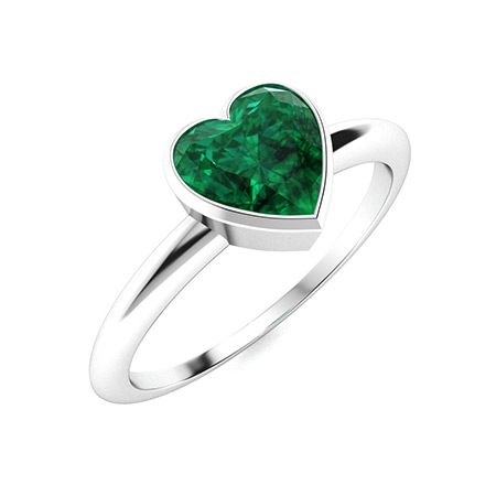 Alita Ring with Heart Emerald | 0.8 carats Heart Emerald Solitaire Ring ...
