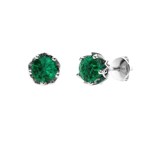 Altheda Earring with Round Emerald | 0.9 carats Round Emerald Studs ...