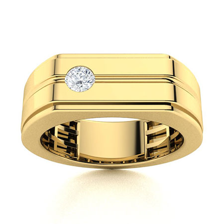 VVS Diamond Men's Rings in Yellow Gold | VVS Diamond Men's Wedding Band ...