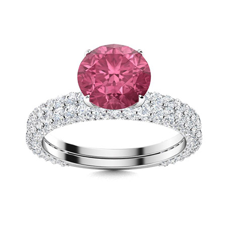 Amina Rind Amina Ring with Round Pink Tourmaline, SI Diamond | 3.9 carats Round ...