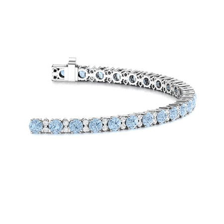 Aquamarine & Diamond Tennis Bracelet 14k White Gold (12.00ct) - CM271
