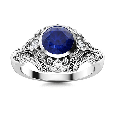 Angelina Ring with Round Sapphire, SI Diamond carats Round