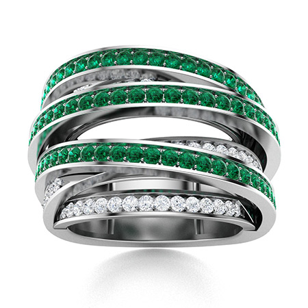 Ariana Ring with Round Emerald, SI Diamond | 1.88 carats Round Emerald ...