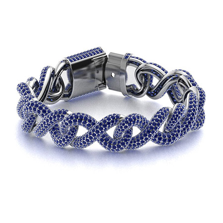 Blue Sapphire bracelet with Silver hook and chain – 1pc - Moksa