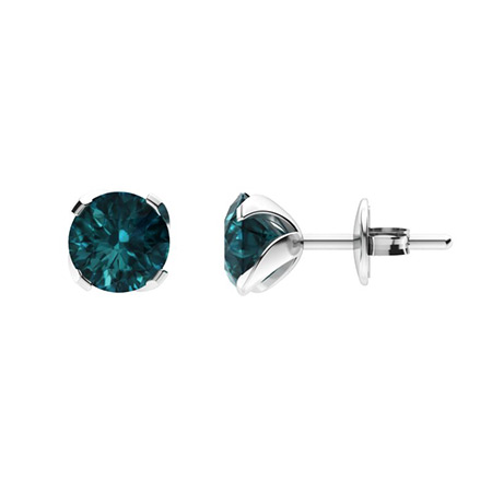 Ayla Earring with Round Blue Diamond | 1.6 carats Round Blue Diamond ...