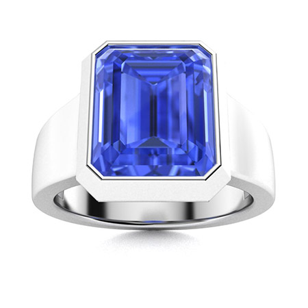 14K Yellow Men's Gold Square Sapphire Ring