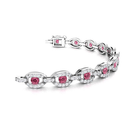 Pink Tourmaline and Diamond Bracelet