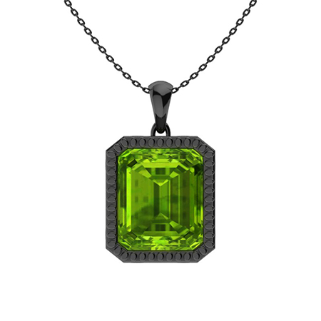 Emerald cut Peridot Solitaire Necklaces 