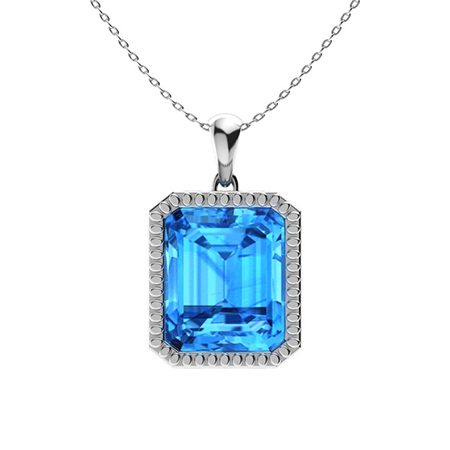 Blue topaz online emerald cut necklace