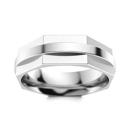 Candle Men's Wedding Band Men's Rings in 14k White Gold Diamondere