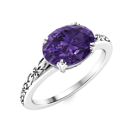 Cason Ring with Oval Amethyst | 1.45 carats Oval Amethyst Solitaire ...