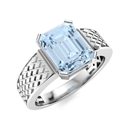 Celestite Ring with Emerald cut Aquamarine carats Rectangle