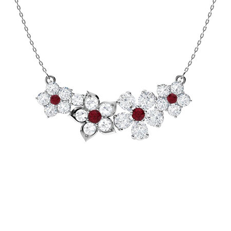 Charee Necklace with Round Ruby, VS Diamond, SI Diamond | 1.79 carats ...