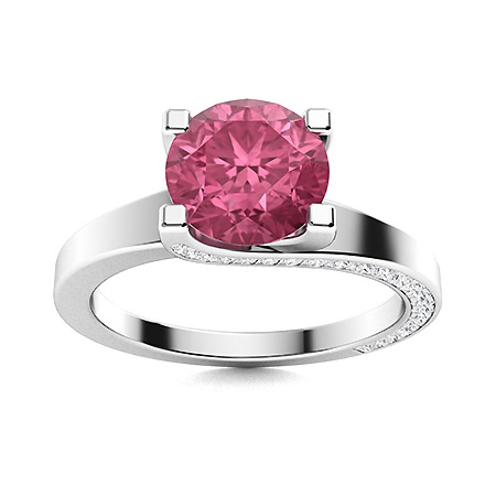 Charmaine Ring with Round Pink Sapphire, SI Diamond | 1.58 carats