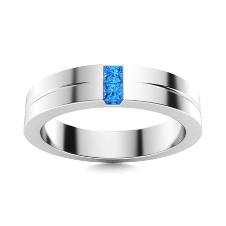Mens Modern 14K Black Gold 3.0 Ct Princess Blue Topaz Wedding Ring  R1132-14KBGBT | Decorum Jewelry