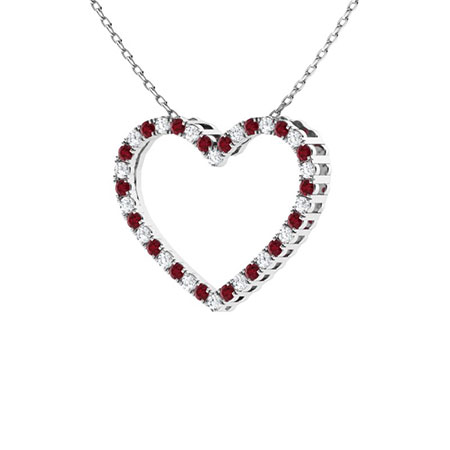 Claudia Necklace with Round Ruby, SI Diamond | 0.34 carats Round Ruby ...