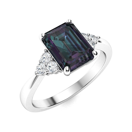 Coconut Rings Coconut Ring with Emerald cut Alexandrite, SI Diamond | 1.85 carats ...