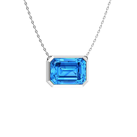 Quality Color Design Blue Topaz & Diamond Pendant Necklace AK-572