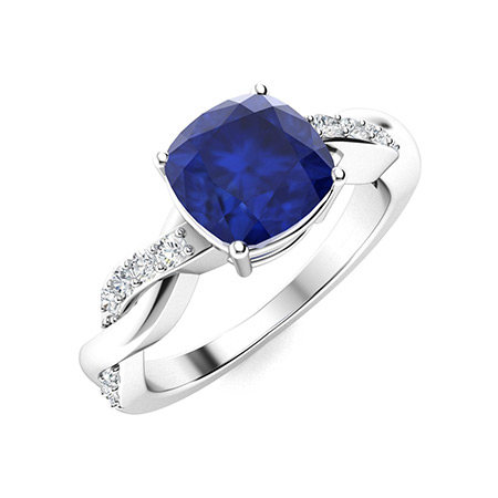 Comfort Ring with Cushion cut Sapphire, SI Diamond | 1.5 carats ...