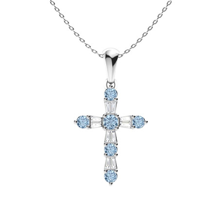 aquamarine cross necklace