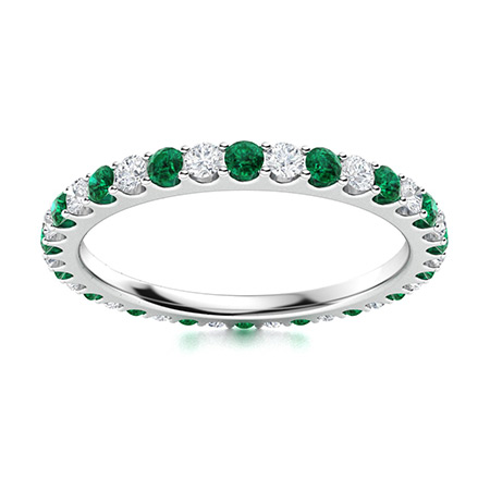 Details about   Solid 14K White Gold 1/5CT Natural Diamonds Emerald Gemstone Band Ring Generous