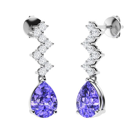 4.24 Carat Genuine Tanzanite 14K White Gold Earrings | QE13993TAN-14KW |  QuintessenceJewelry