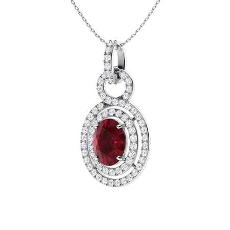 Delilah Necklace with Oval Ruby, SI Diamond | 2.65 carats Oval Ruby ...