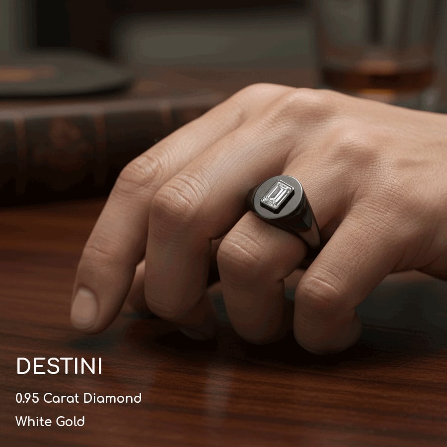 Destini Men's Ring with Emerald cut Emerald | 0.35 carats