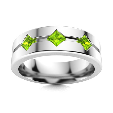Peridot Men's Diamond Channel ring - 14K Yellow Gold |JewelsForMe