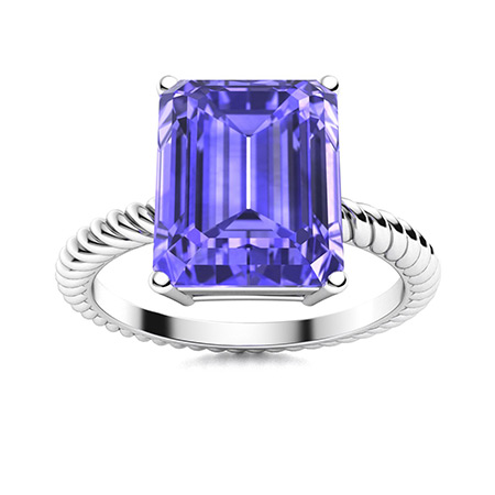 Edie Ring with Emerald cut Tanzanite | 3.1 carats Rectangle Tanzanite ...