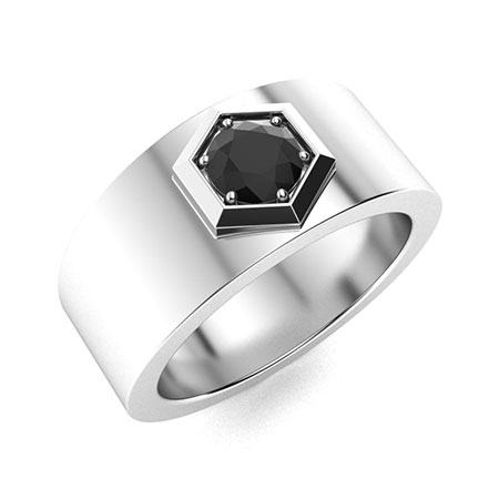 Edolia Men's Ring with Round Black Diamond | 0.45 carats Round Black ...