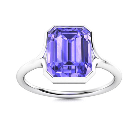 Elin Ring with Emerald cut Tanzanite | 2.3 carats Rectangle Tanzanite ...