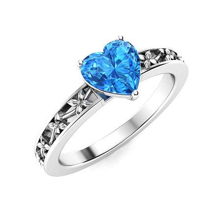 Ella Ring with Heart Blue Topaz | 1.01 carats Heart Blue Topaz ...