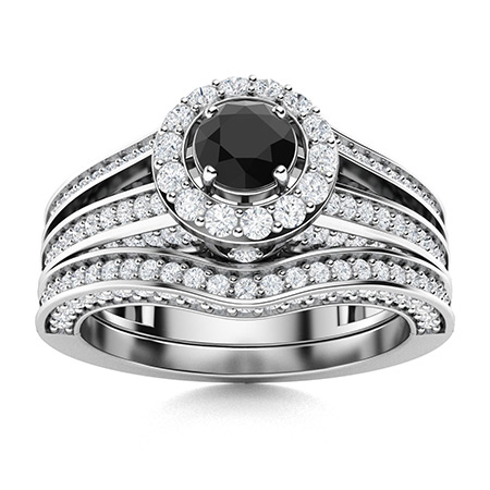 black onyx engagement ring set