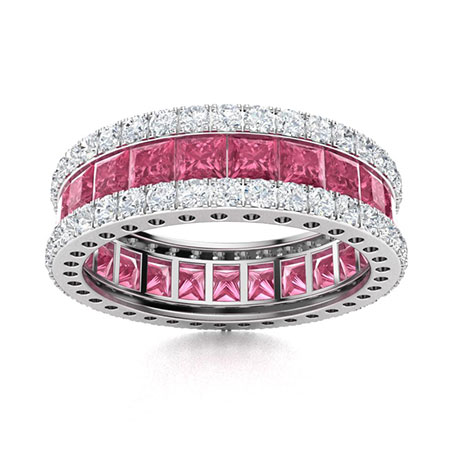 Ranjeeta Princess Cut Pink Sapphire Ring - Sterling Silver 14K Gold Over Diamond Ring