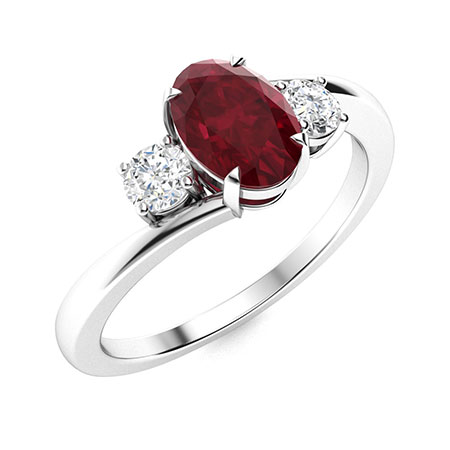 Emotion Ring with Oval Ruby, SI Diamond | 1.26 carats Oval Ruby ...