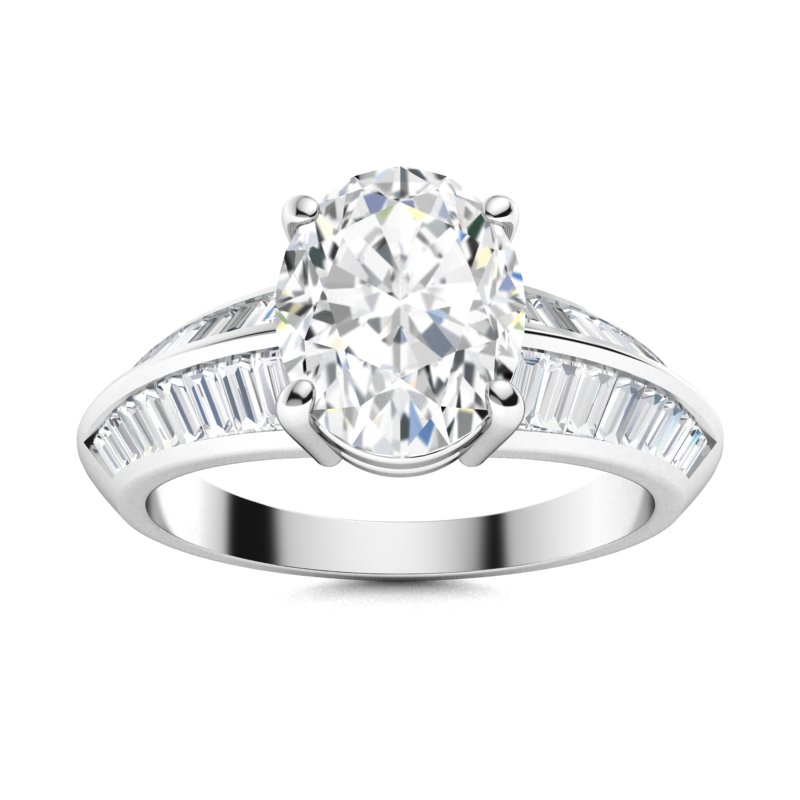 Emu Ring with Oval Moissanite, VS Diamond | 3.11 carats Oval Moissanite ...